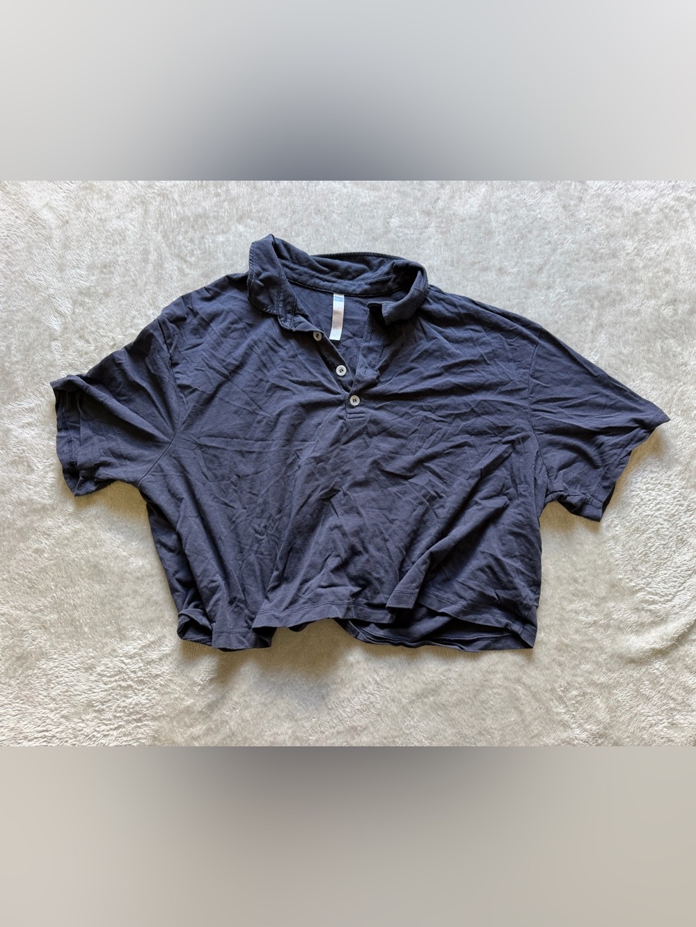 Fabletics Navy Cropped Polo Top